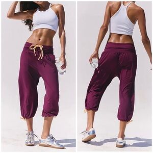 NWOT Free People FP Movement Take It Easy Pants - black cherry orange - medium